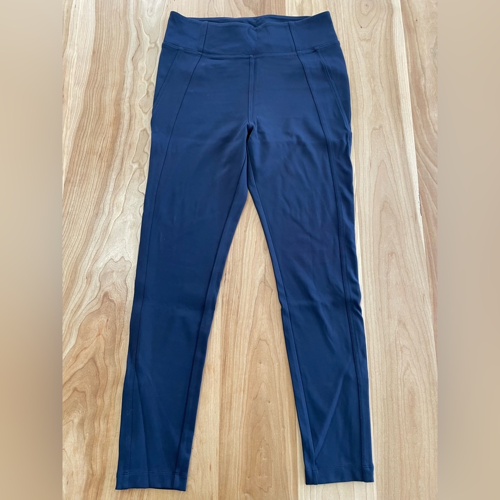 Athleta Delancey M Navy Pants Leggings Ankle Zippers Athleisure